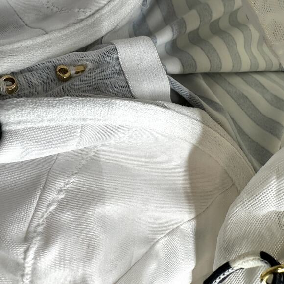 Victoria's Secret Tankini Swimsuit Stripe Padded Spaghetti Strap Black White 34D - Picture 2 of 6